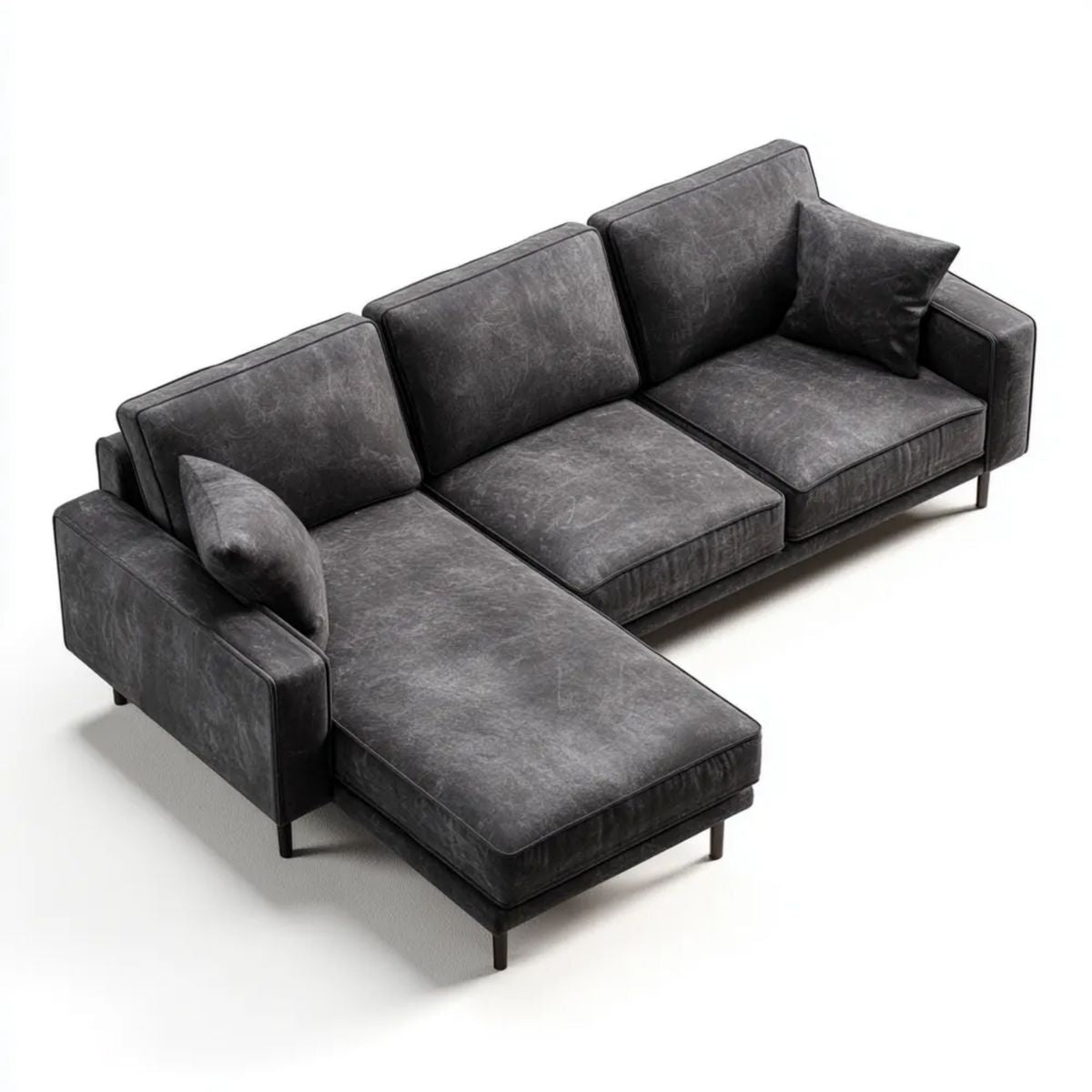 Lewostronna sofa narożna w kształcie L z mikrofibry grafitowa 280 × 85 × 170 cm