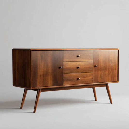 Brązowa komoda z płyty MDF w okleinie orzechowej, 180 × 45 × 85 cm