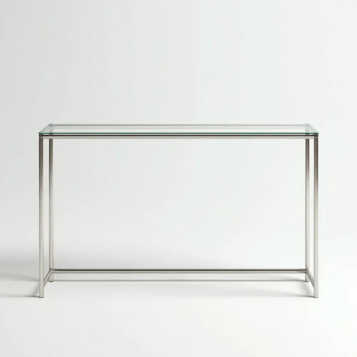 Prostokątna konsola szklano-metalowa 120 × 35 × 75 cm srebrna