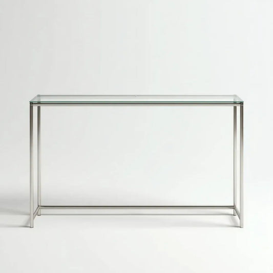 Prostokątna konsola szklano-metalowa 120 × 35 × 75 cm srebrna