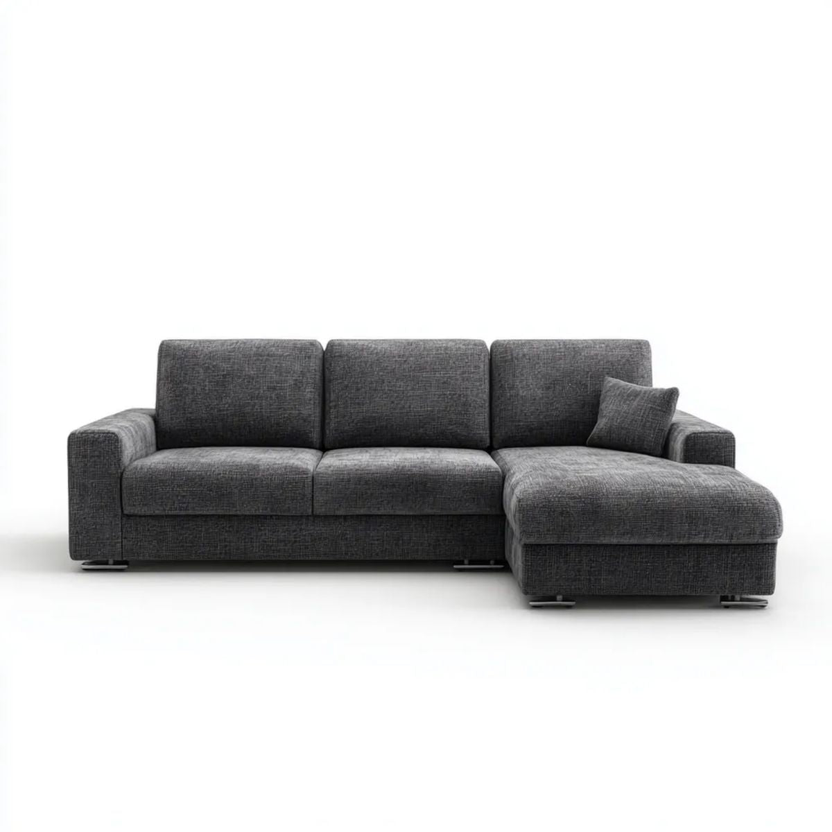 Prawostronna sofa narożna z szezlongiem z tkaniny, ciemnoszara, 260 × 160 × 85 cm