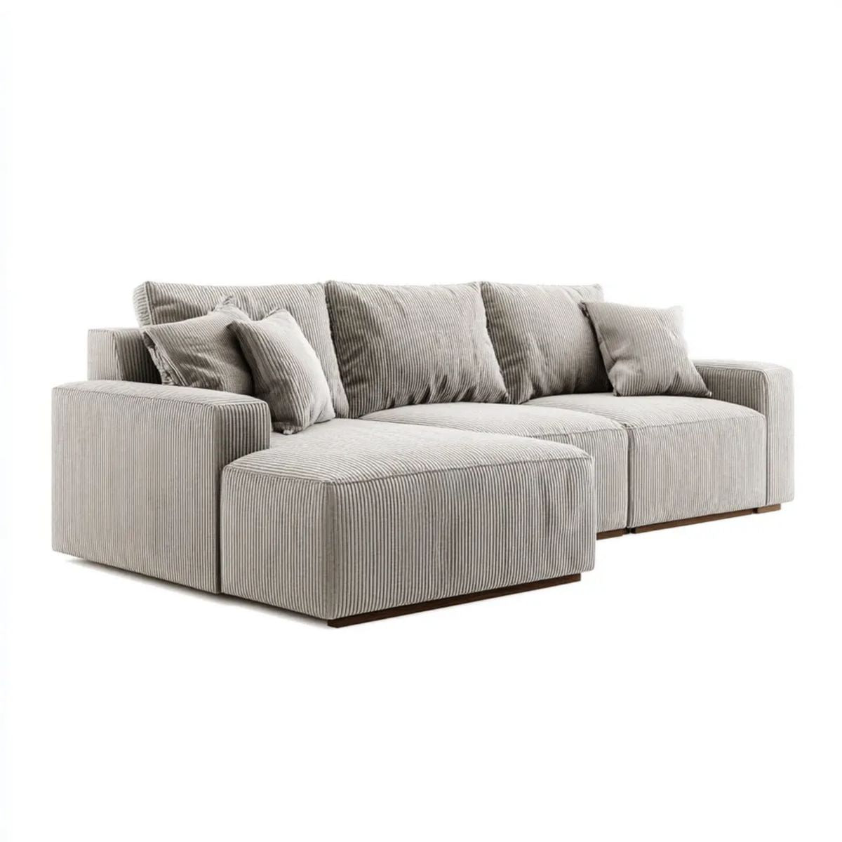 Modułowa sofa 3-osobowa z wolnostojącym podnóżkiem, beżowa, z poliestru sztruksowego, 280 × 105 × 85 cm
