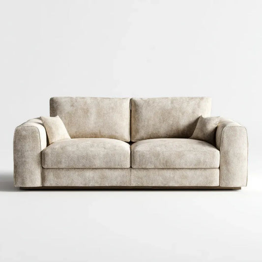 Beżowa sofa dwuosobowa z poliestru 220 x 95 x 85 cm