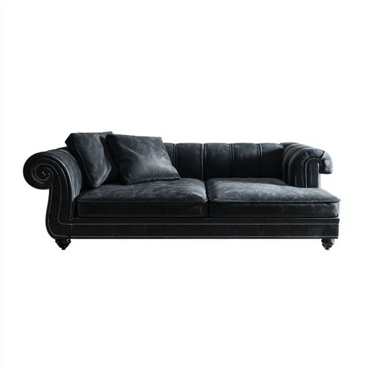 Trzyosobowa sofa czarna ze skóry syntetycznej PU, 230 × 95 × 85 cm