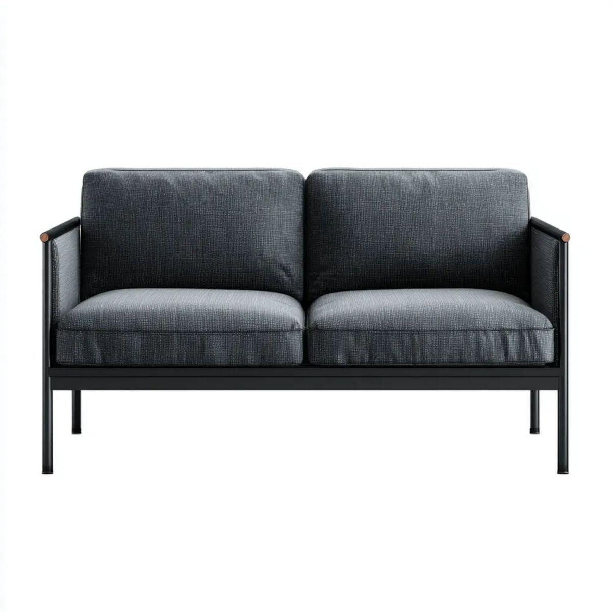 Dwuosobowa sofa szara z tapicerką poliestrową i stalową ramą, 130 x 75 x 78 cm