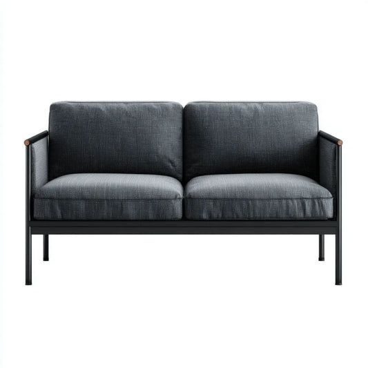 Dwuosobowa sofa szara z tapicerką poliestrową i stalową ramą, 130 x 75 x 78 cm