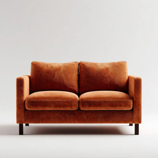 Dwuosobowa sofa z poliestru sztruksowego, rdzawobrązowa/czarna, 160 x 85 x 85 cm