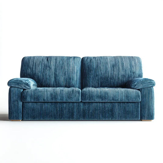 Niebieska sofa dwuosobowa z tkaniny sztruksowej 170 x 90 x 85 cm