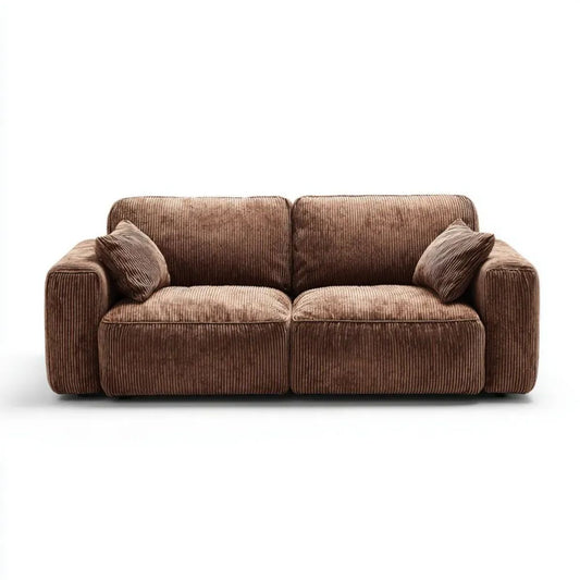 Dwuosobowa sofa brązowa z poliestru sztruksowego 180 x 95 x 85 cm