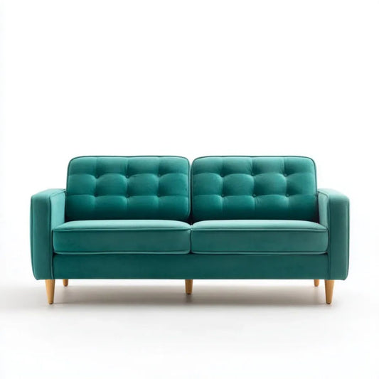 Sofa dwuosobowa zielona z aksamitu poliestrowego 140 x 80 x 84 cm