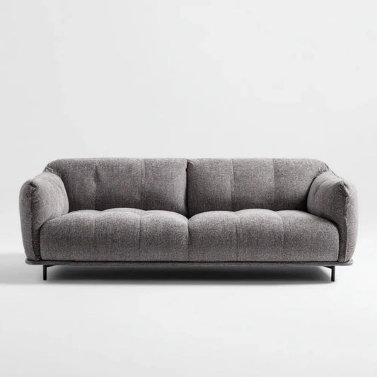 Szara trzyosobowa sofa z poliestru na czarnych metalowych nogach 220 x 95 x 82 cm