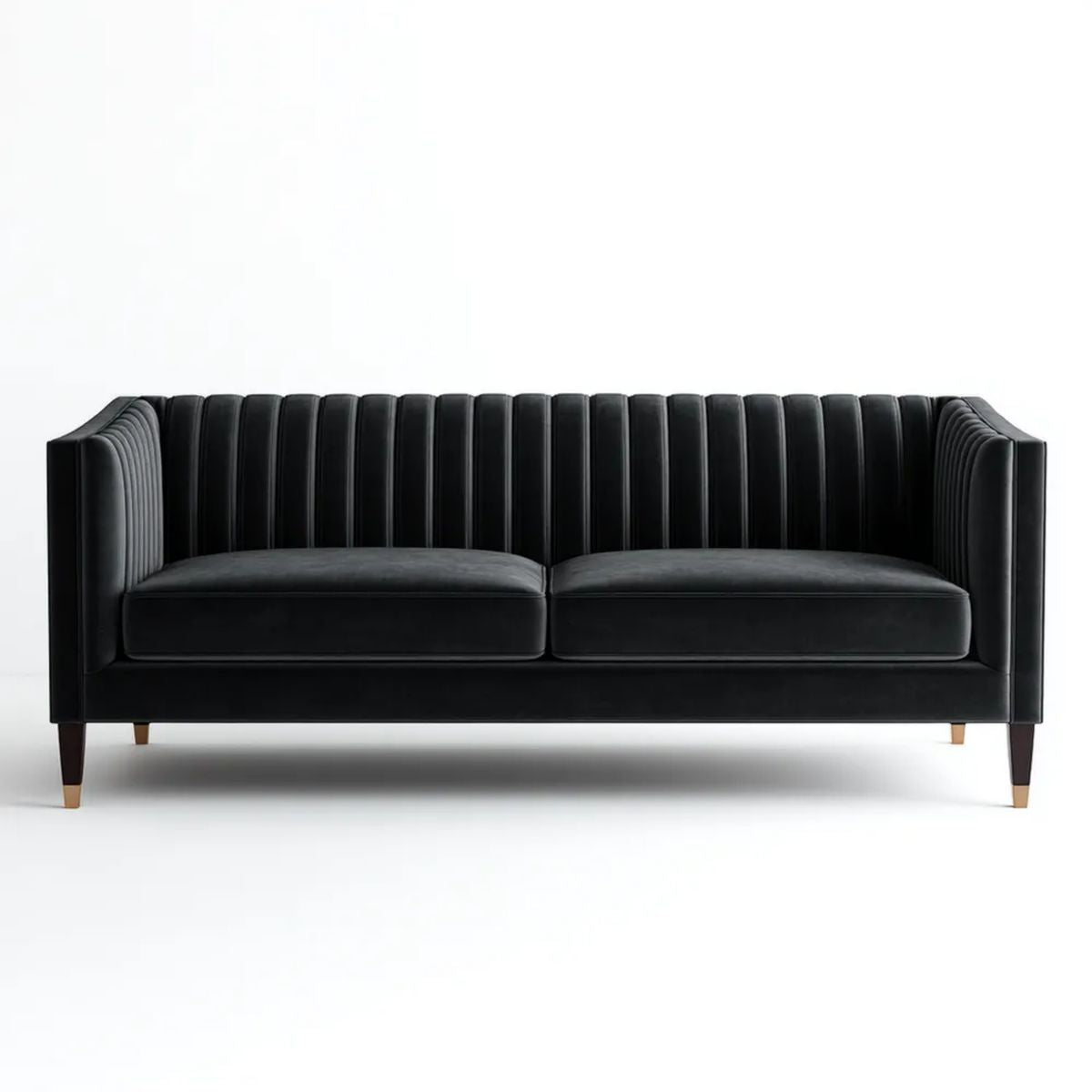 Dwuosobowa sofa czarna z tapicerką z mikrofibry, 180 x 85 x 78 cm