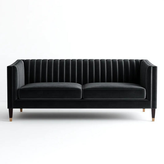 Dwuosobowa sofa czarna z tapicerką z mikrofibry, 180 x 85 x 78 cm